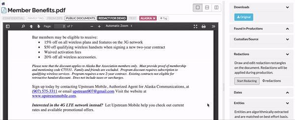 Creating redaction regions