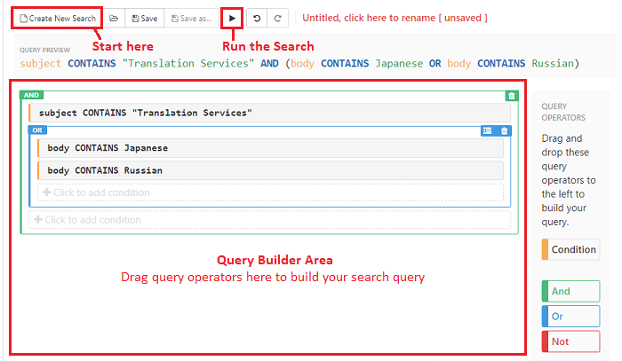 Running an advanced search