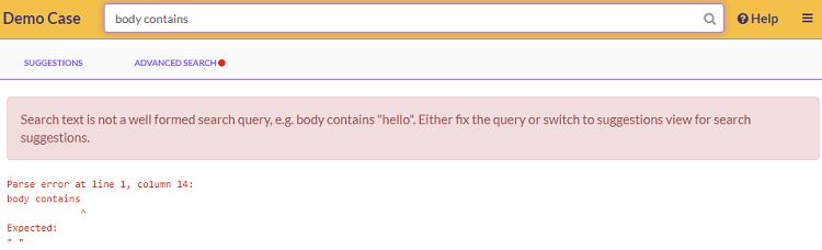 Parse error after operators and before search values