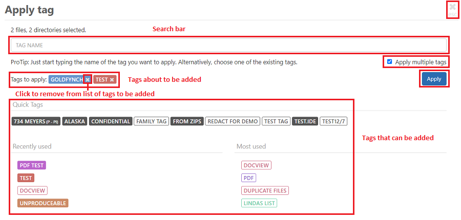 Choose tags to assign