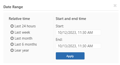Select date/time range