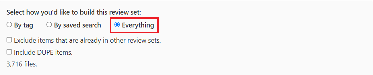 Create a review set for all files in the case