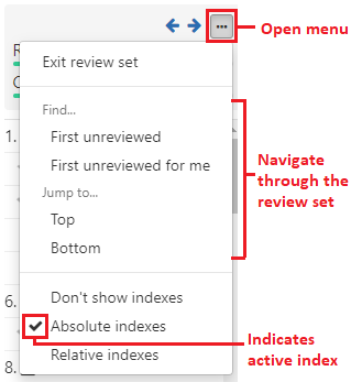 The review set menu