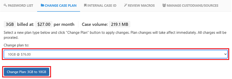 Choose new case plan