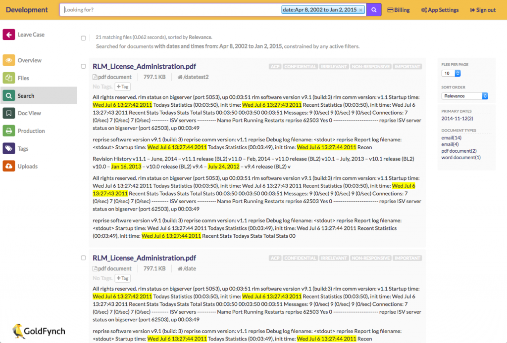 Search by Date Result