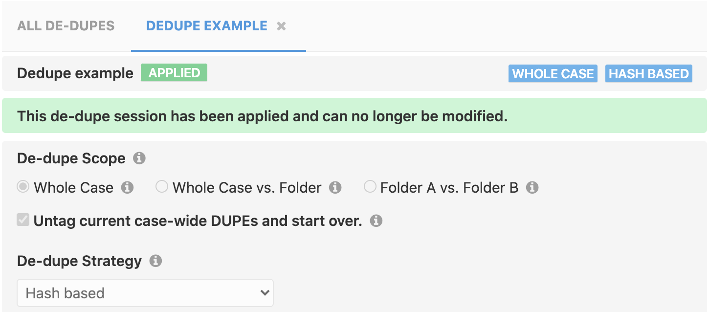 Completed Deduplication