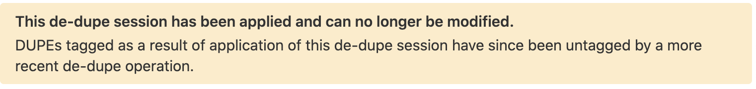 Completed Old Deduplication