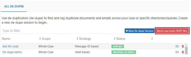 Reset case-wide Dupes