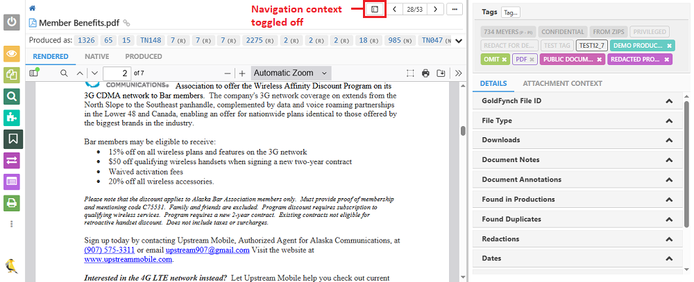 Document Viewer No navigation context
