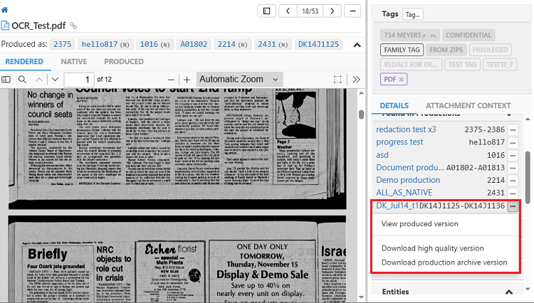 View produced versions and download them
