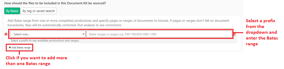 Select prefix and enter range