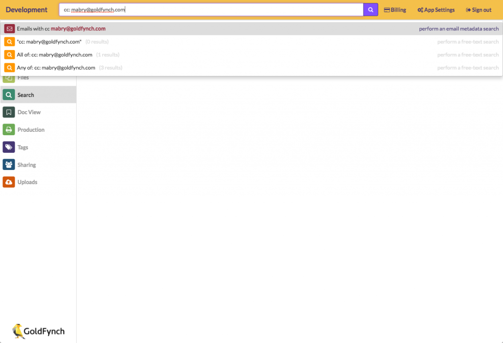Email Search by CC