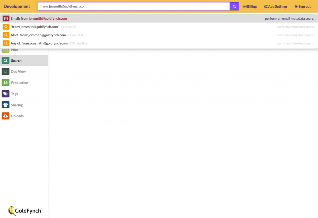 Email Search using From