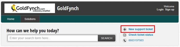 Click on the new support ticket button
