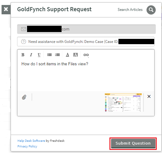Submit support request
