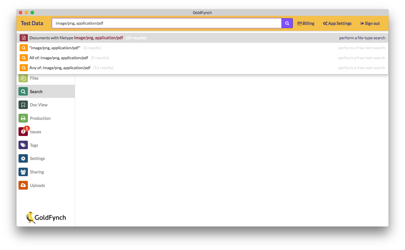 Search by Extensions MIME types