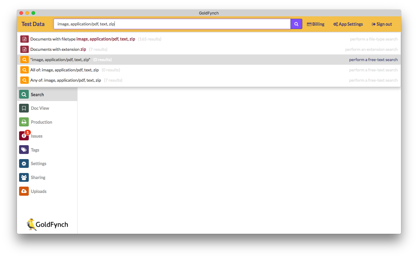 Search by Extensions MIME types