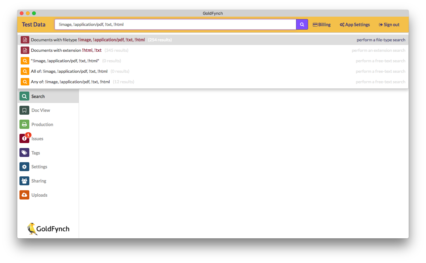 Search by Extensions Example