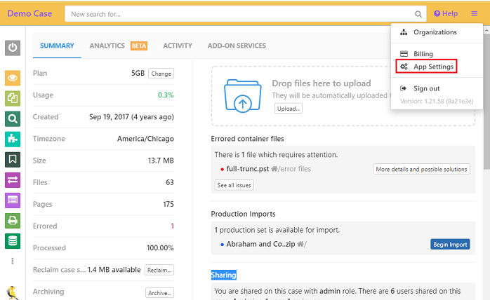 Go to the App Settings screen