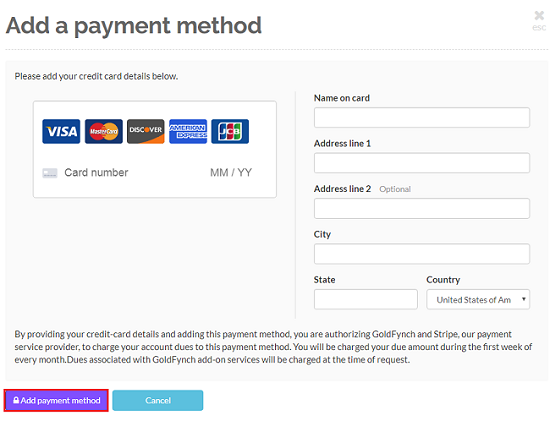 Enter credit card details