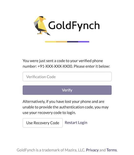 Enter your verification code into the box as shown below then click on Verify.