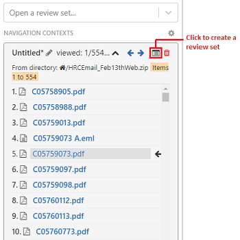 Click on review set icon
