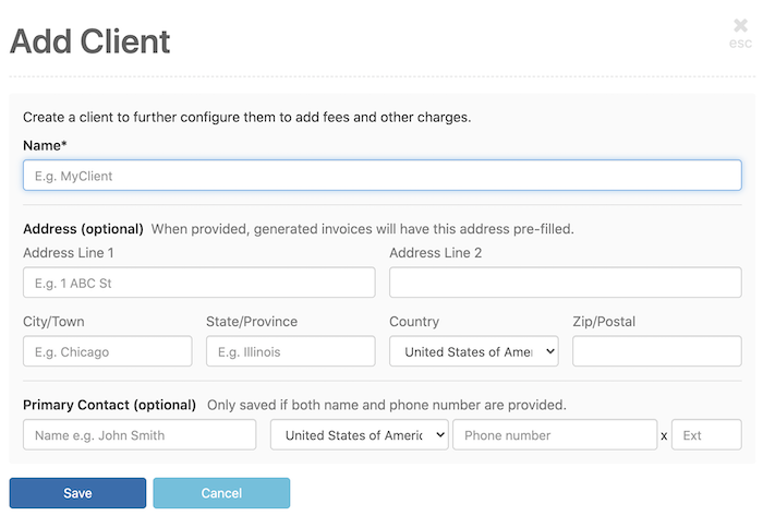 Enter your client's details