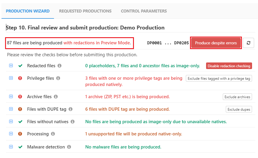 Produce despite errors and warnings