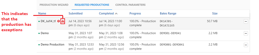 Production with exceptions