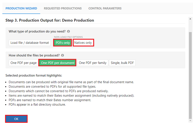 Select Native files or Document-based PDFs
