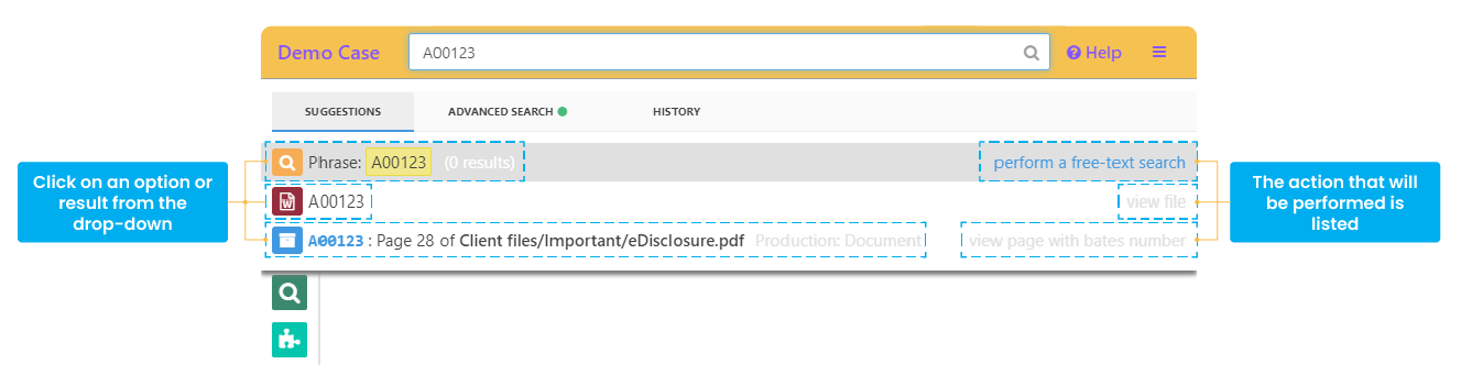 Quick search bar options