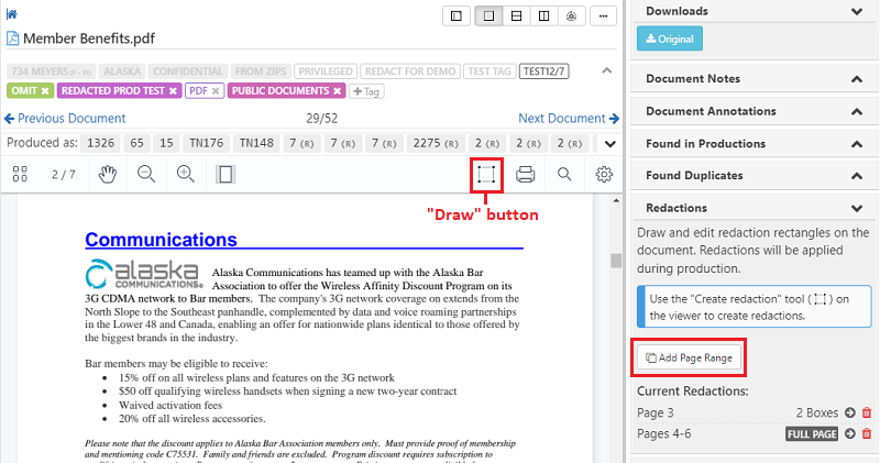 Start Redacting using doc viewer toolbar