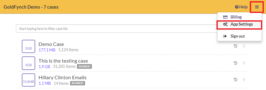Go to the App Settings screen