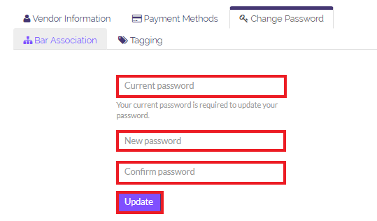 Enter your old password, the new password you want, and confirm it