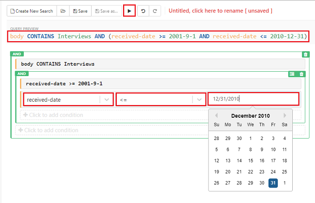 Enter upper limit of the received date