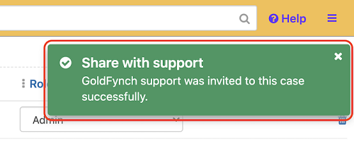 Share with Support Confirmation