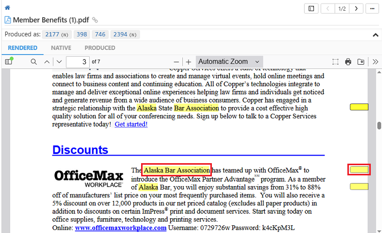 Search results are highlighted in the Document Viewer