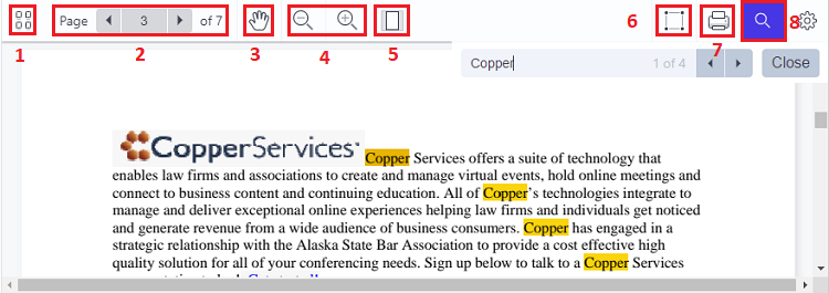 New Document Viewer toolbar functions